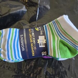 Women's Fashion Sport Lite Performance Low Cut Socks - New Green, Blue, White